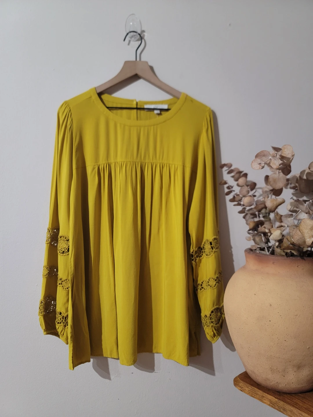 LOFT Chartreuse Yellow Blouse New Sz 14 Minimalist Spring