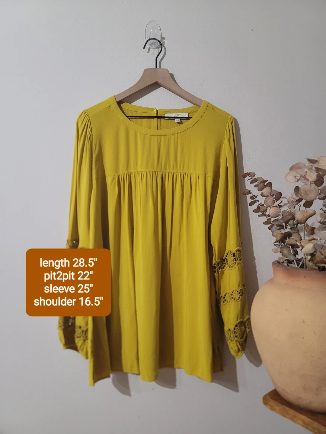 LOFT Chartreuse Yellow Blouse New Sz 14 Minimalist Spring - photo 3