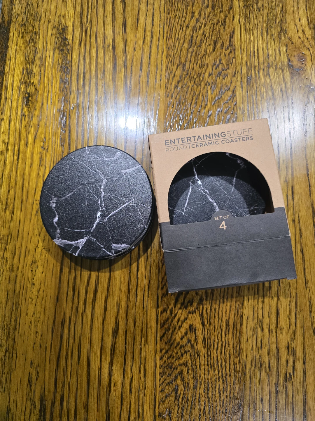 EntertainingStuff Set of 4 Round Ceramic Coasters