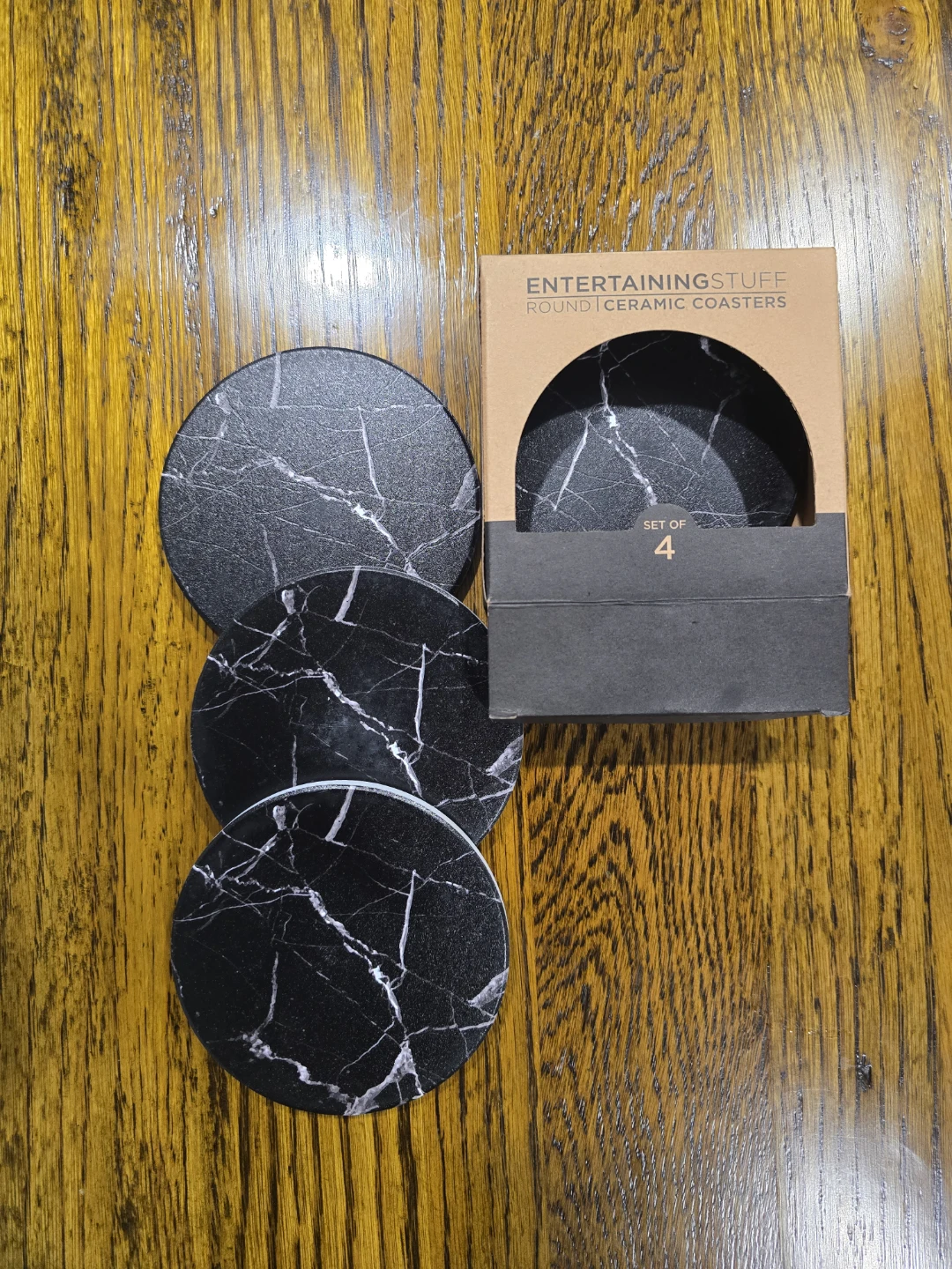 EntertainingStuff Set of 4 Round Ceramic Coasters - photo 2