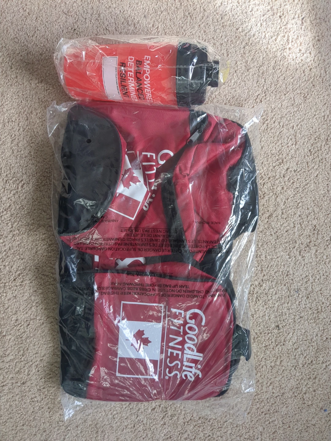 GoodLife Fitness Gym Bag with Water Bottle
