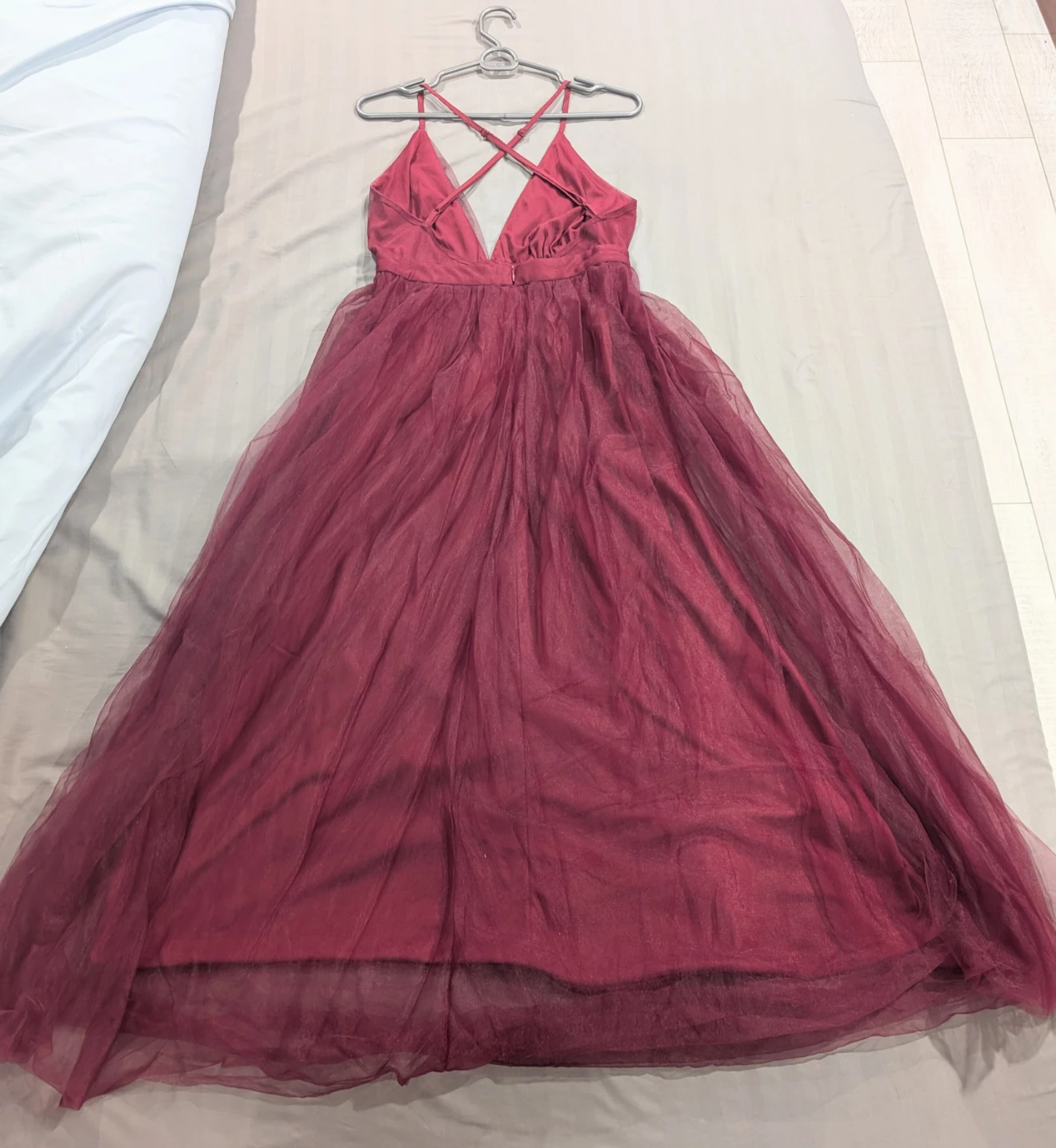 SHEIN Women's Burgundy Tulle Gown - Size S - photo 2
