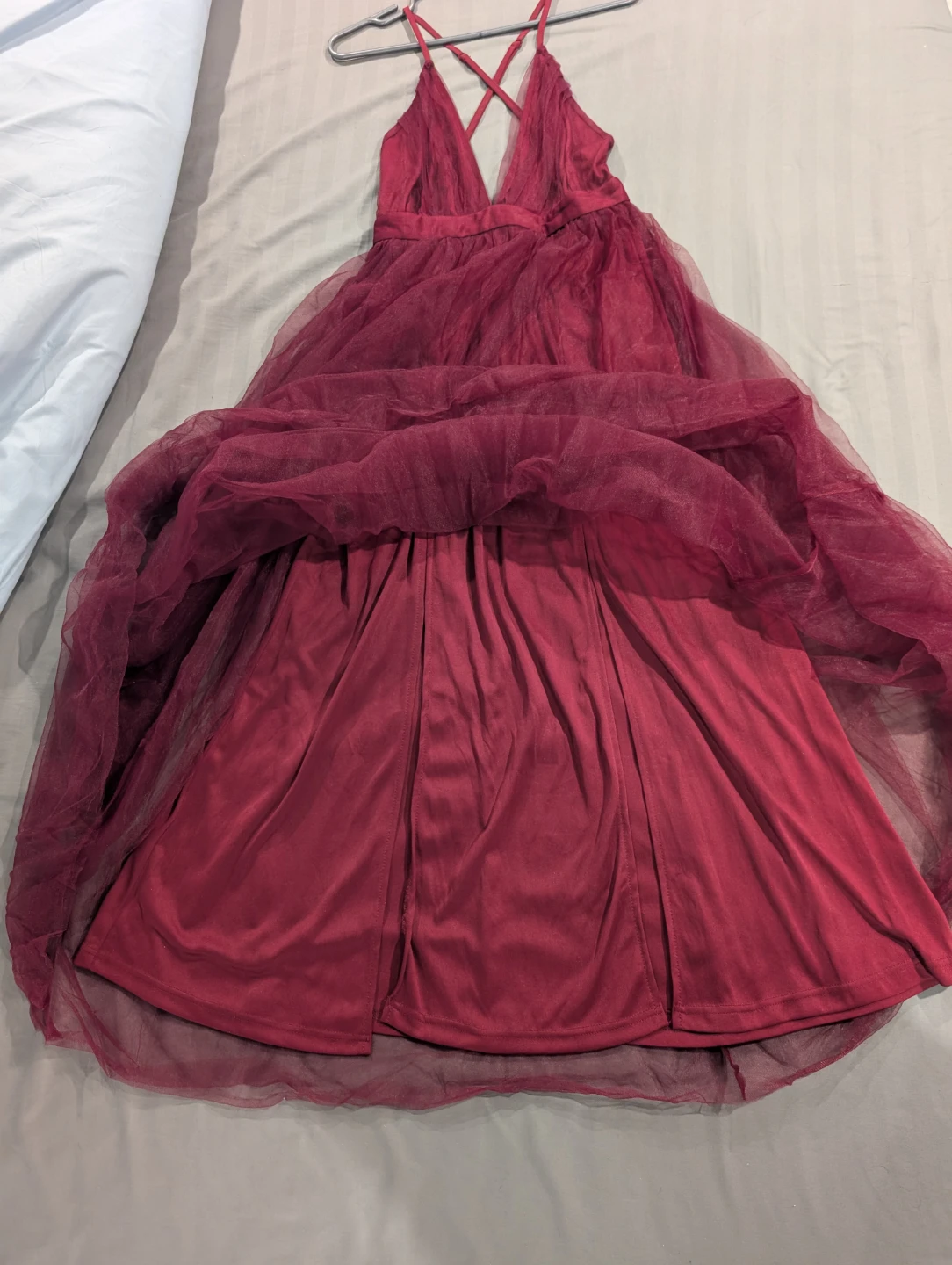 SHEIN Women's Burgundy Tulle Gown - Size S - photo 3