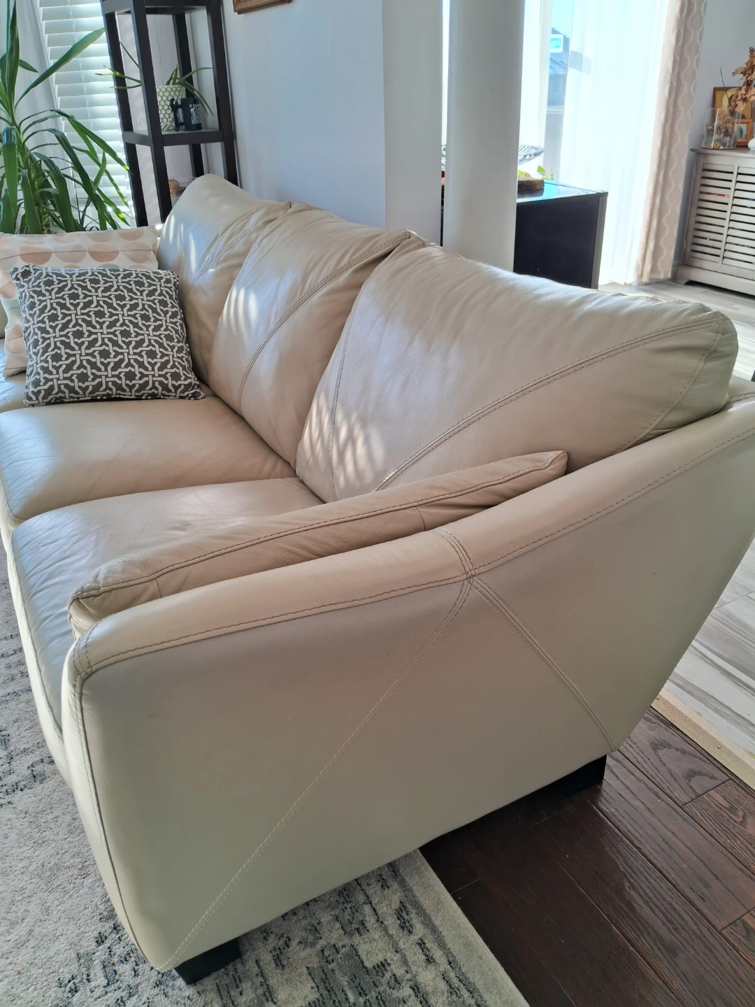 Beige Leather Sofax2 - photo 2