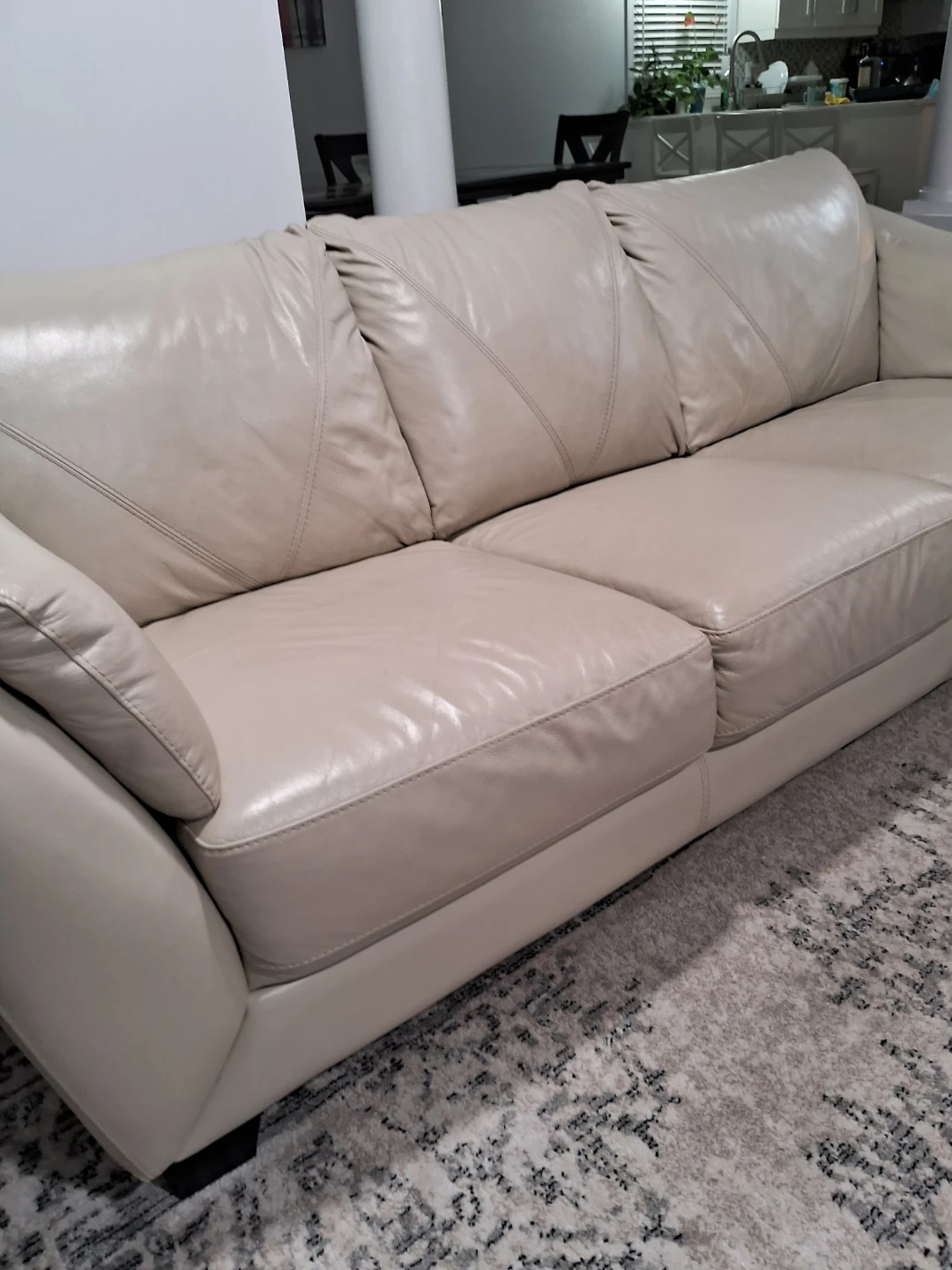 Beige Leather Sofax2 - photo 5