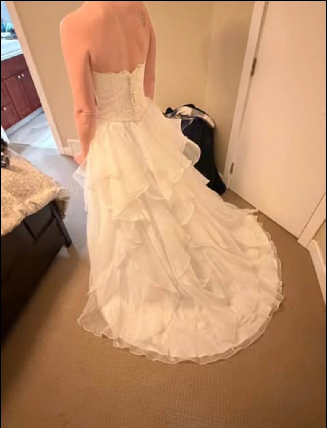White Strapless Wedding Dress - Size 10 - photo 5