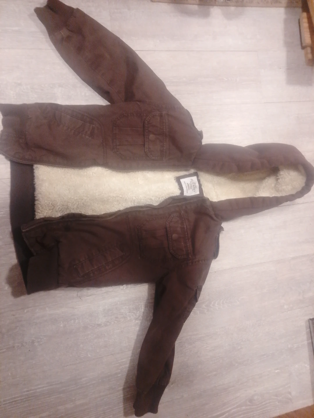 Old Navy Boys Sherpa Lined Jacket Brown Small