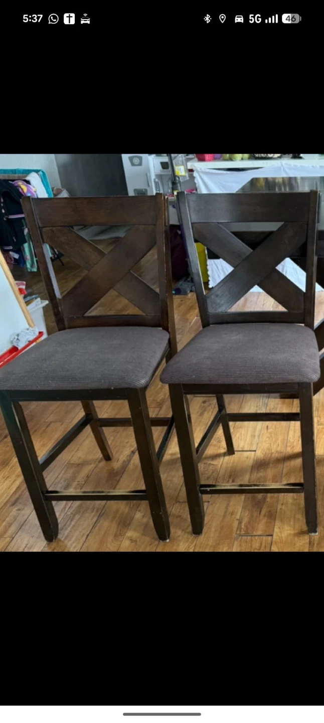 Set of 4 Dark Wood Counter Height Chairs - photo 4