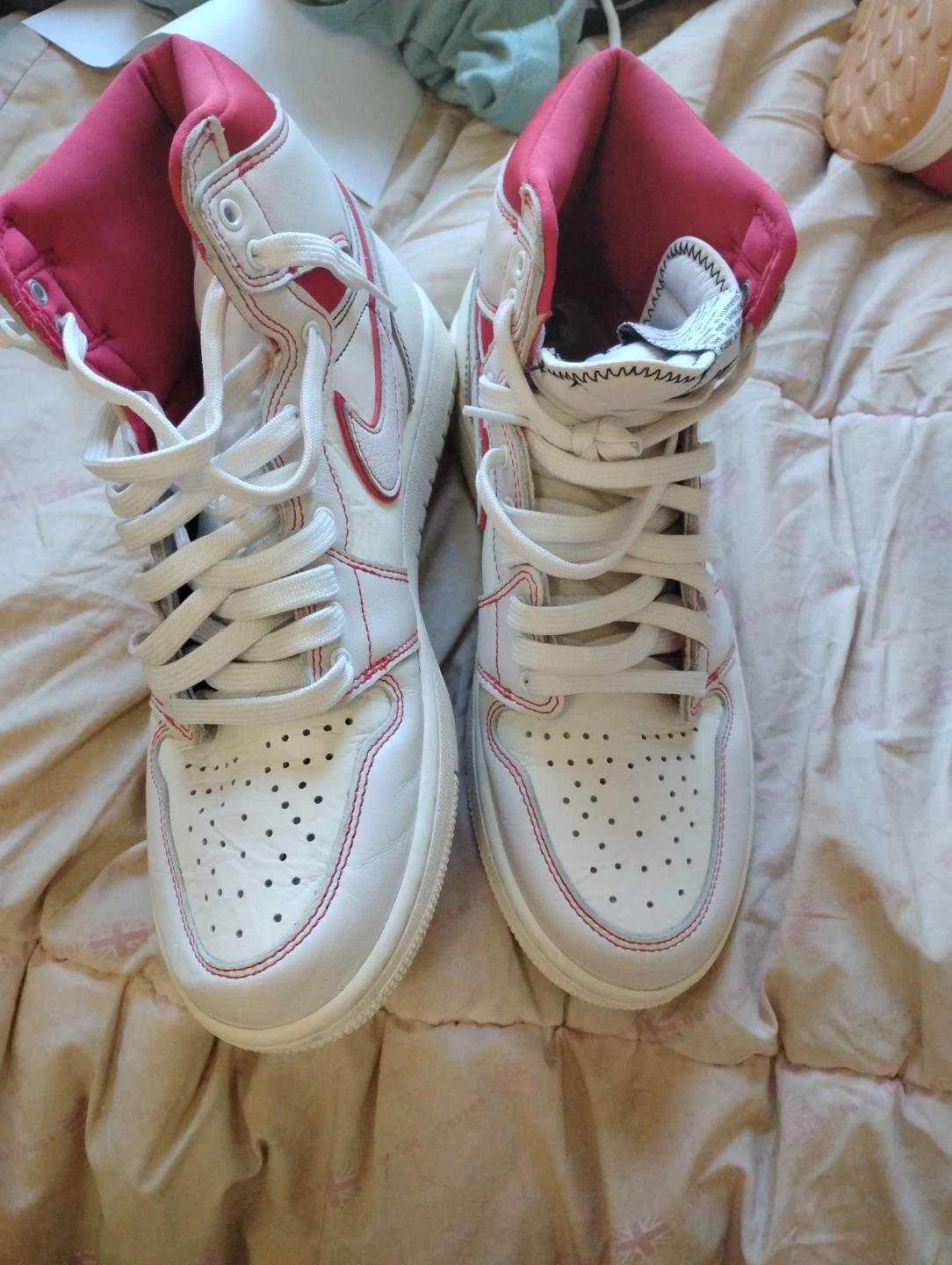 Nike Air Jordan 1 High Men's Size 9 White Red Sneakers - photo 5