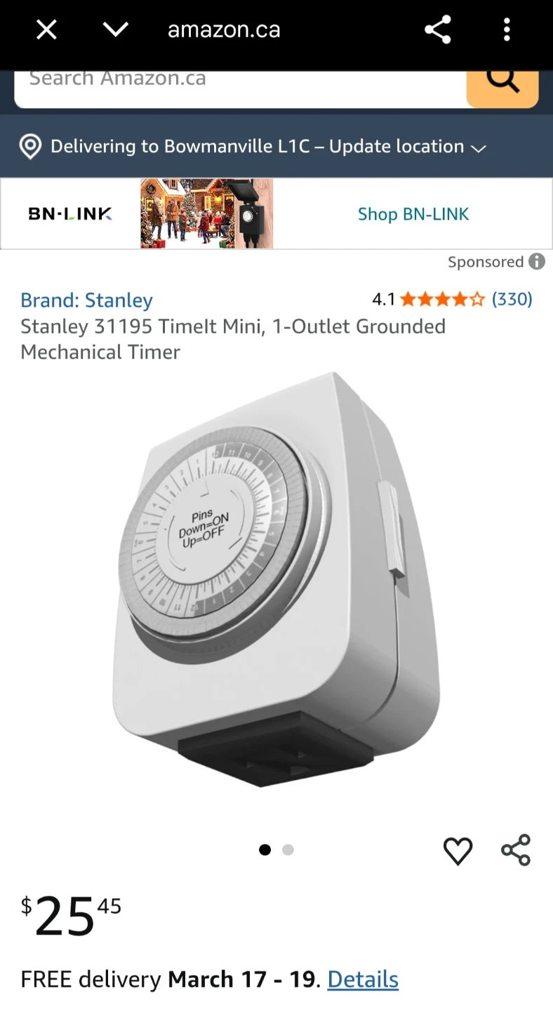 Stanley TIMEIT Mini 1-Outlet Daily Mechanical Timer