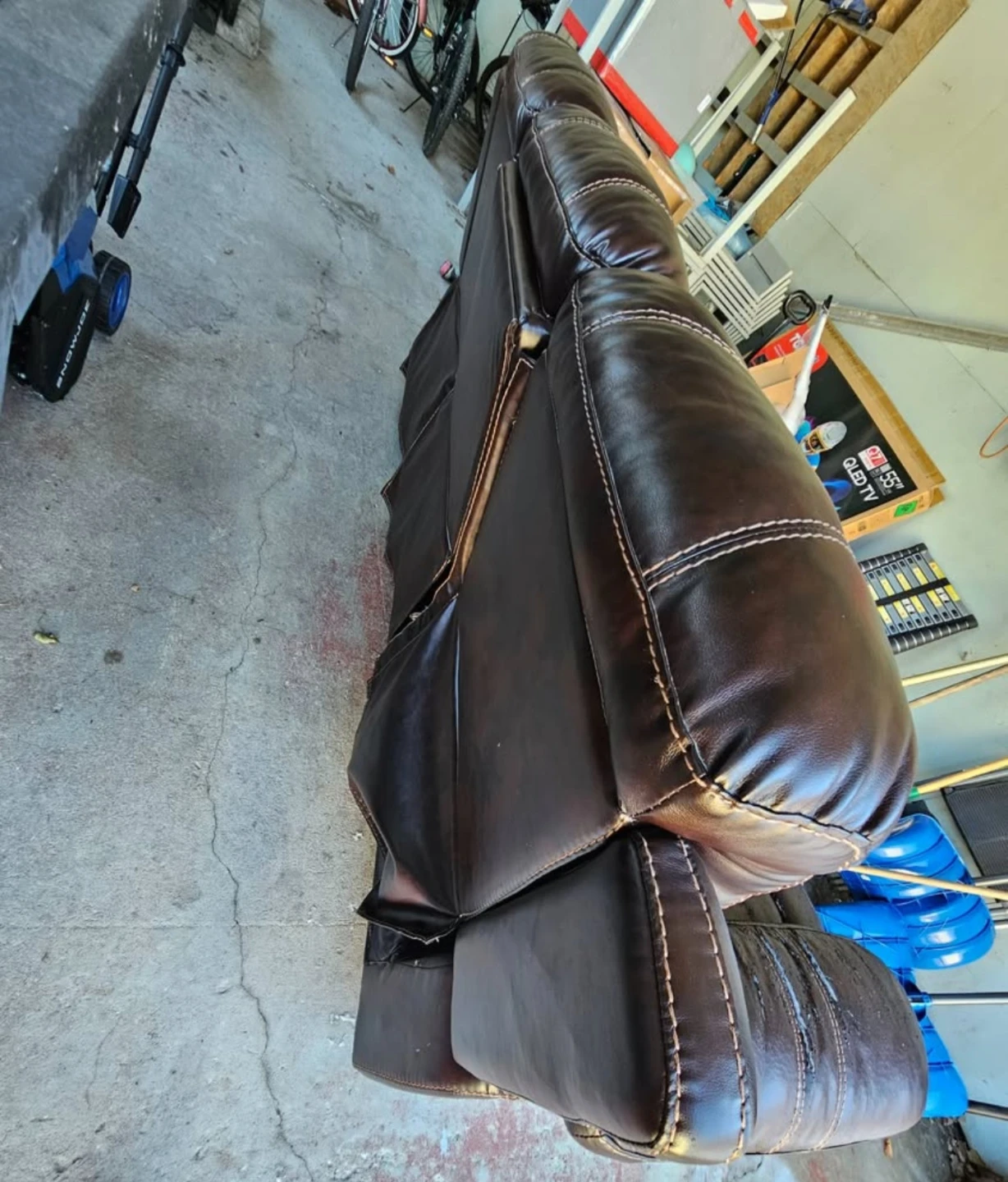 FREE - Brown Leather Reclining Sofa - photo 3