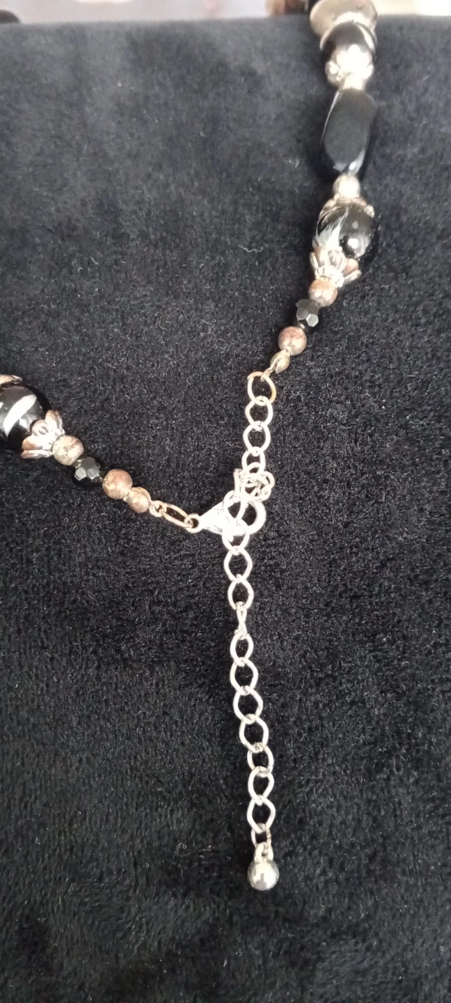 Beaded Murano glass vintage  with Black and Gold Glass Beads - photo 3