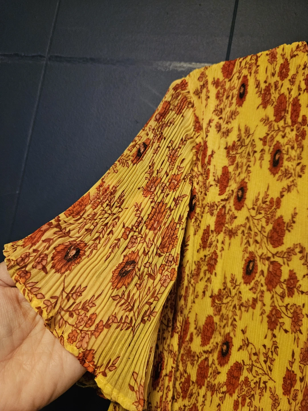 ZARA Women's Yellow Floral Print Pleated Midi Dress - photo 3