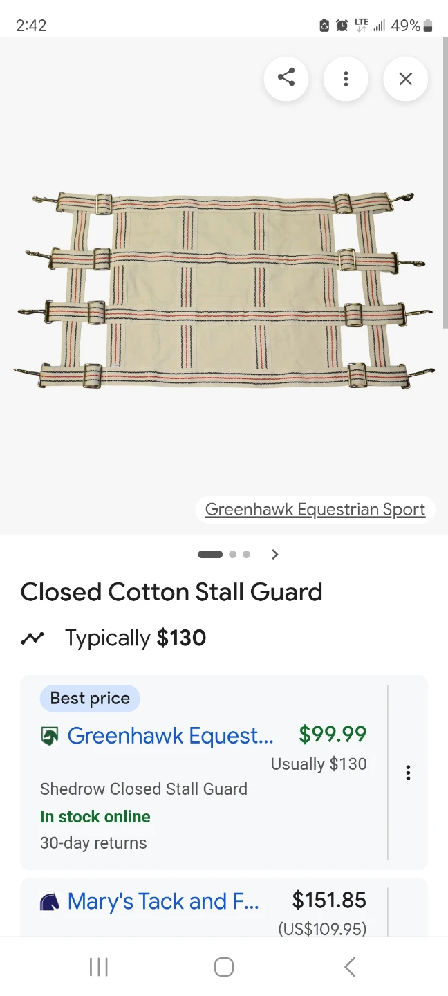 Greenhawk Equestrian Sport Closed Cotton Stall Guard