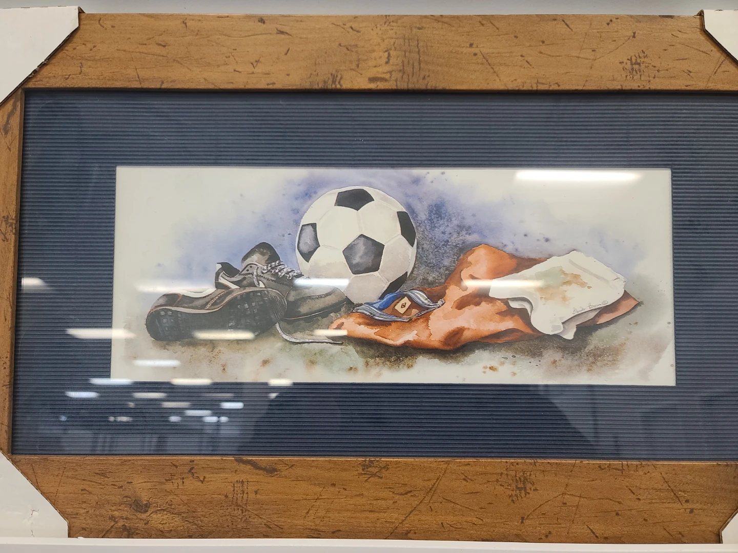 Framed Watercolor Art Print: Soccer Ball, Cleats, and Jersey