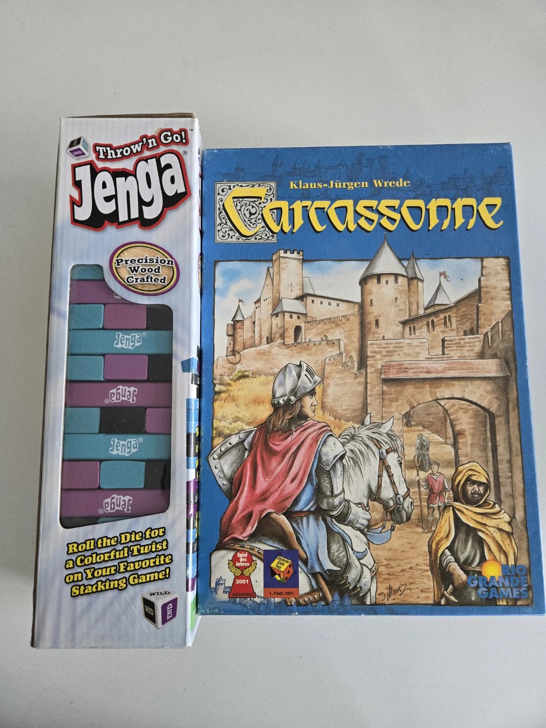 Jenga Throw'n Go! and Carcassonne Board Game Bundle