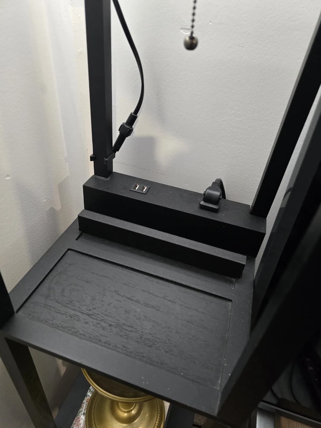 Black Shelf Floor Lamp with Built-in Outlet - photo 2