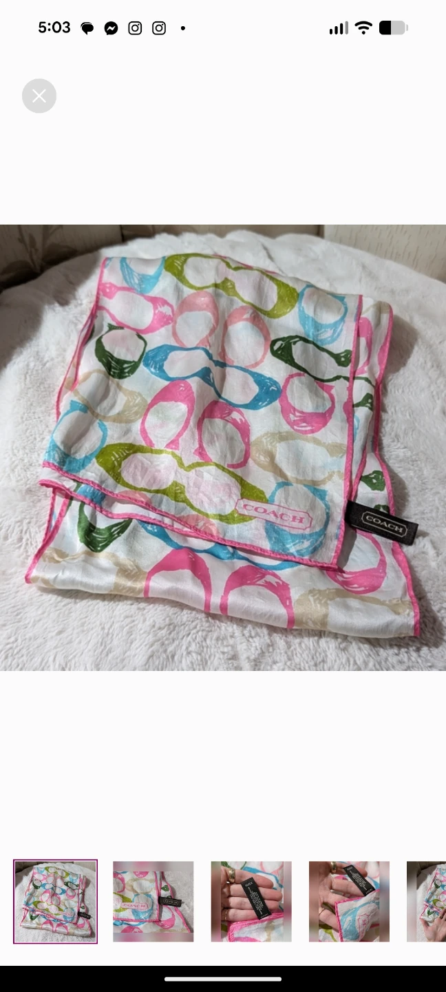 Coach silk Scarf with Signature C Pattern y2k