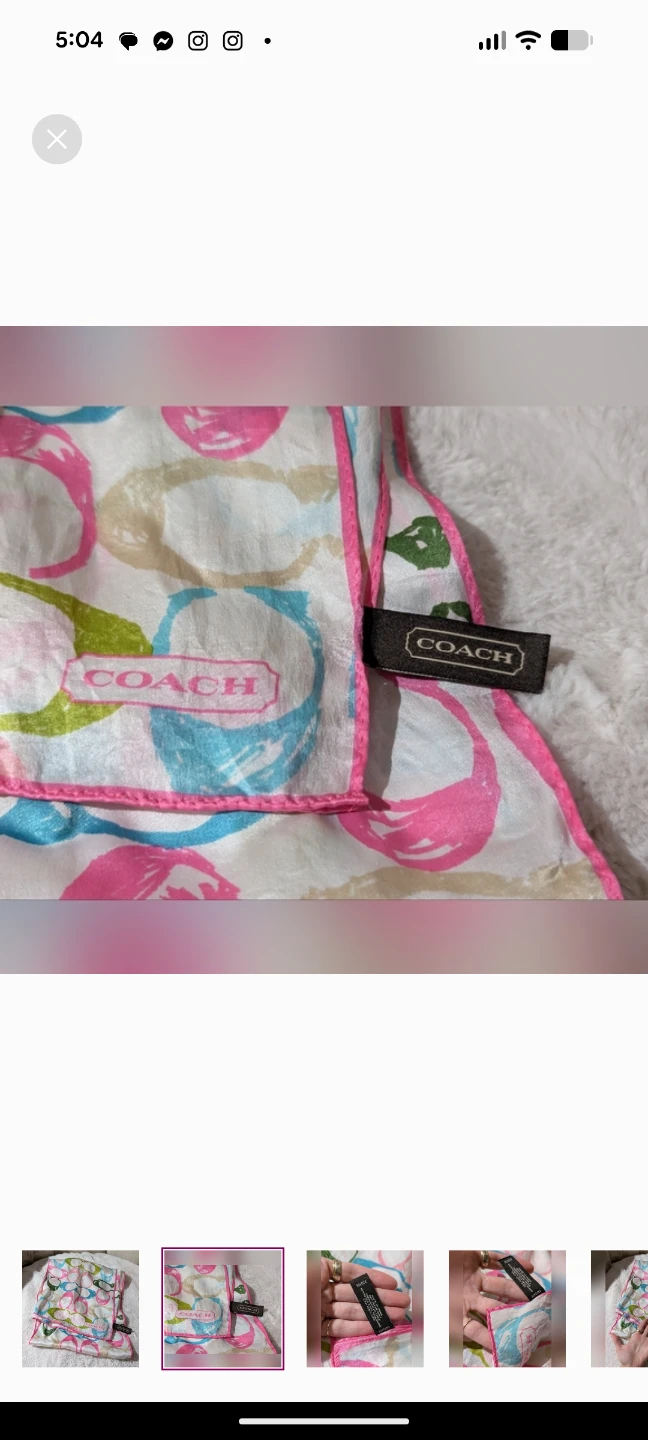 Coach silk Scarf with Signature C Pattern y2k - photo 2