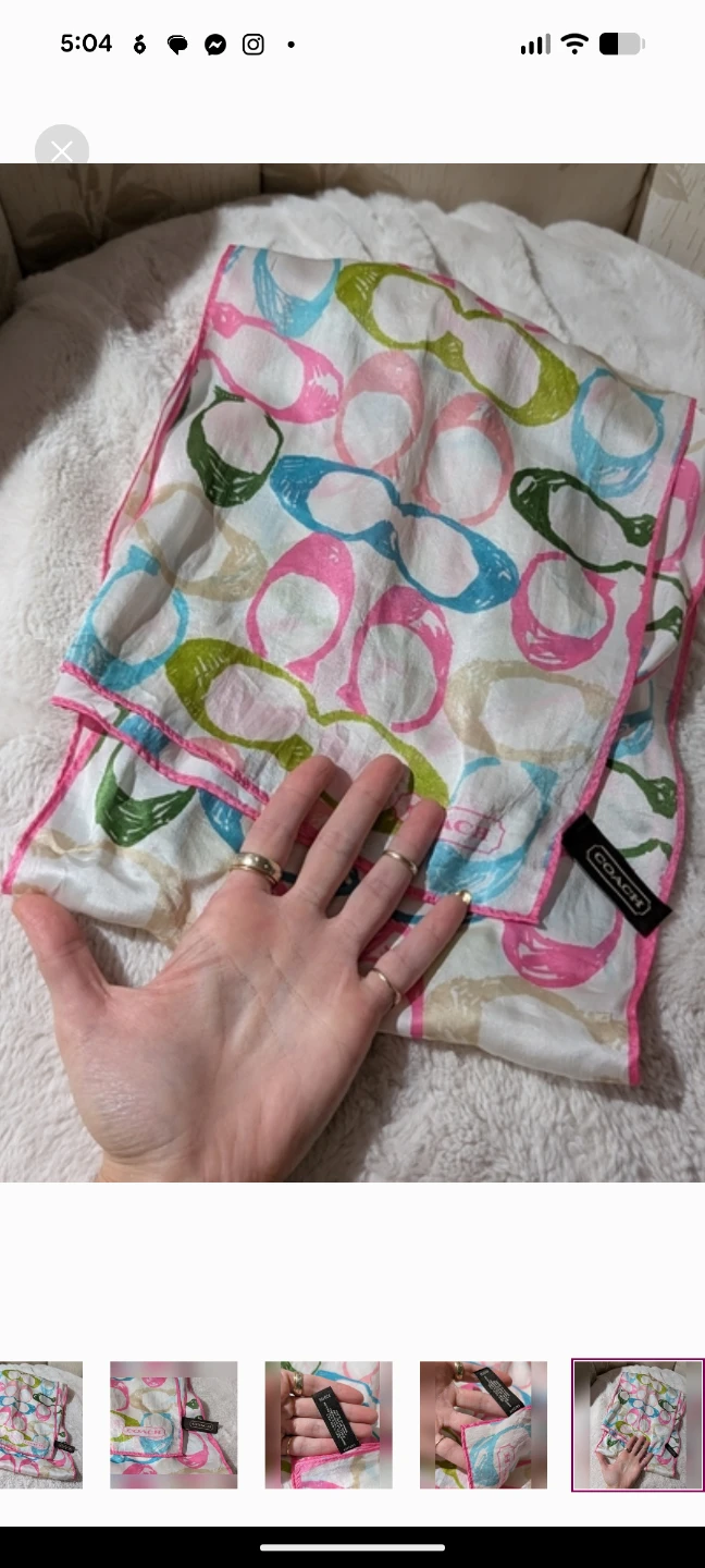 Coach silk Scarf with Signature C Pattern y2k - photo 3