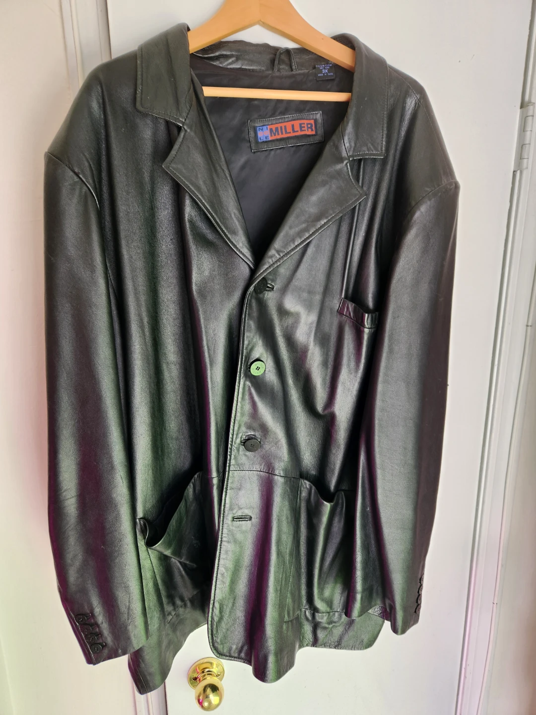 Miller Black Leather Blazer Jacket - 3X