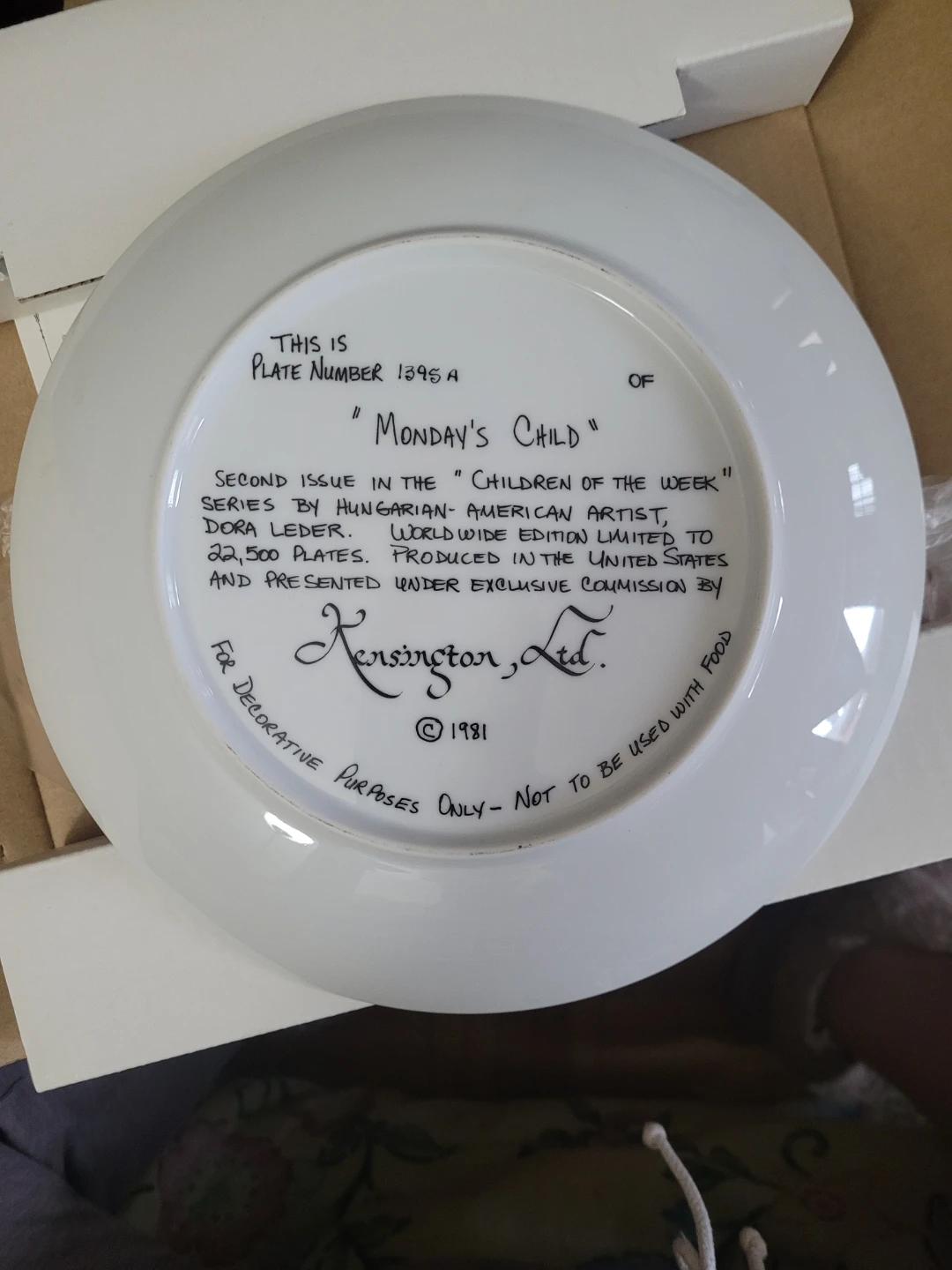 Kensington Ltd. "Monday's Child" Decorative Plate - photo 2