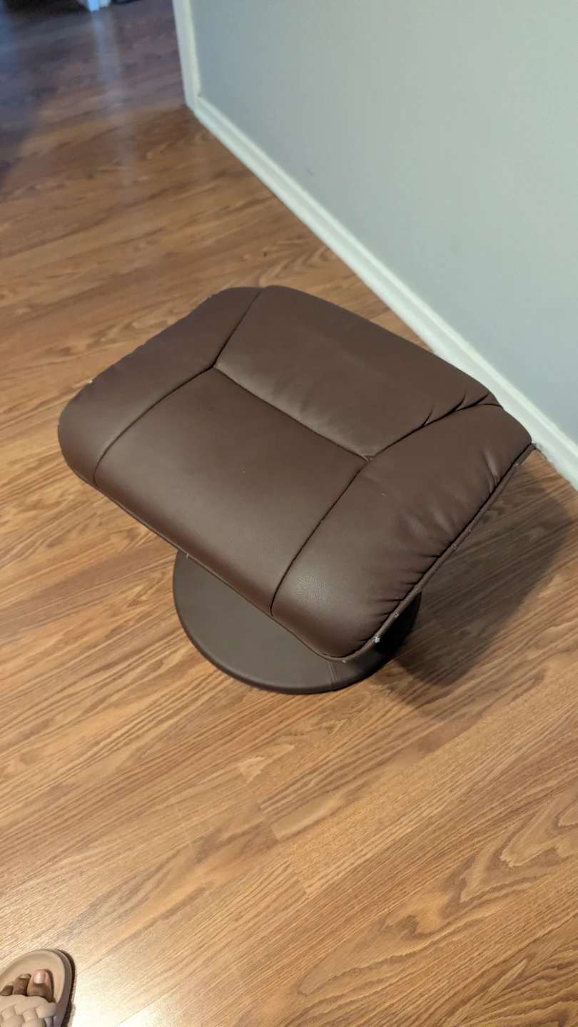 Brown Faux Leather Swivel Footstool Ottoman