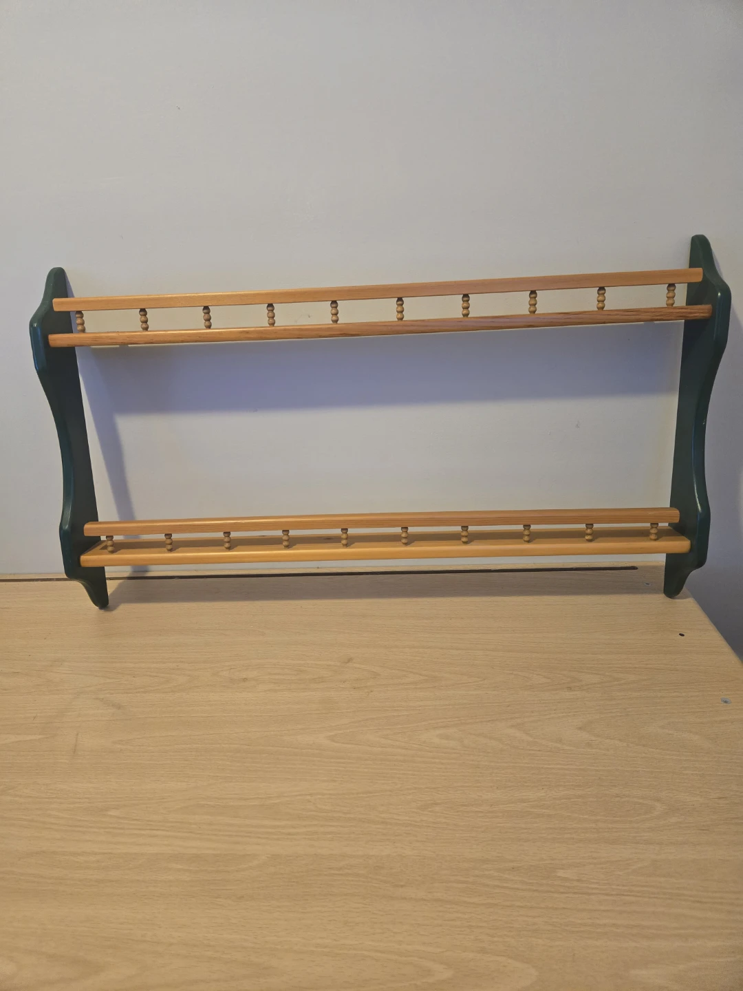 Wooden Plate Rail with Hooks