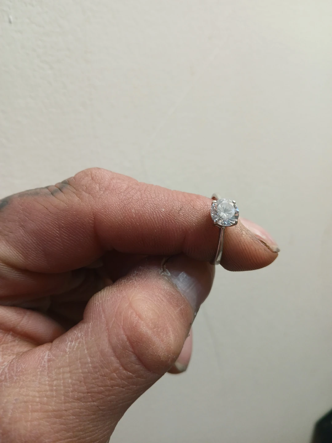 Silver Solitaire Ring with Clear diamond - photo 2