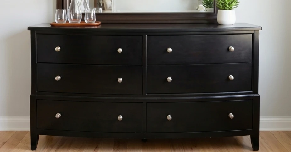 Black 6-Drawer Dresser with Mirror - photo 2
