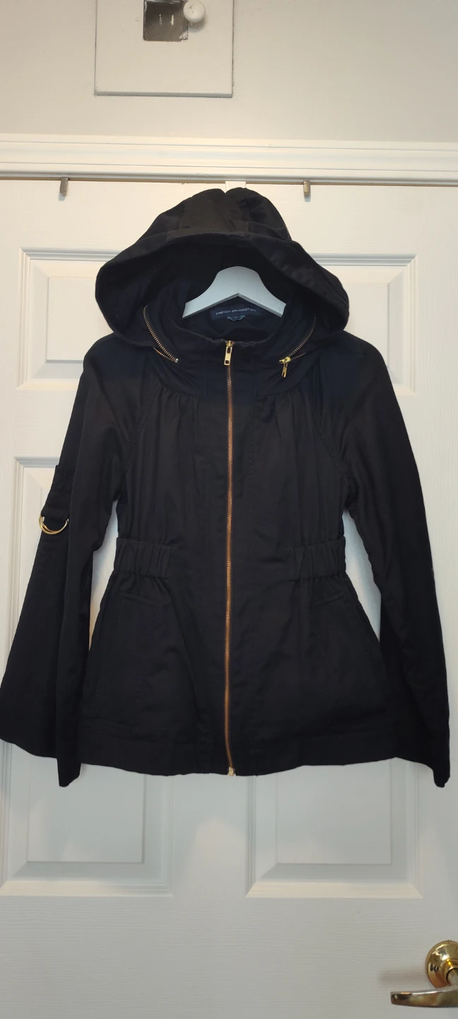 French Connection Black Hooded Jacket Size 2