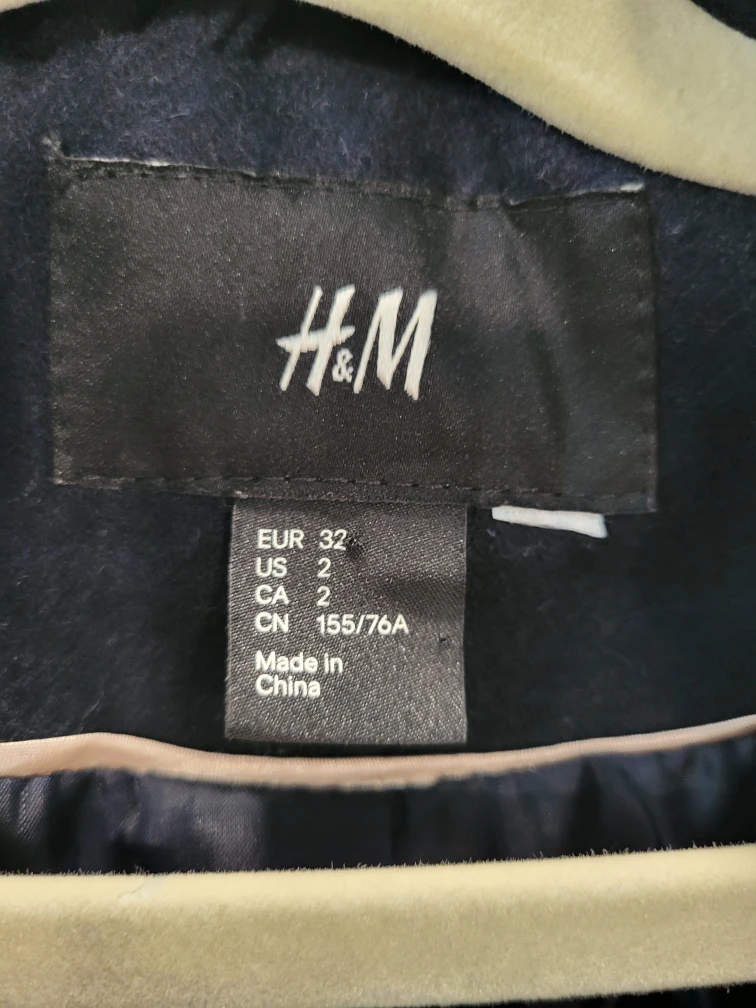 H&M Cropped Blazer Jacket Navy Size 2 - photo 2
