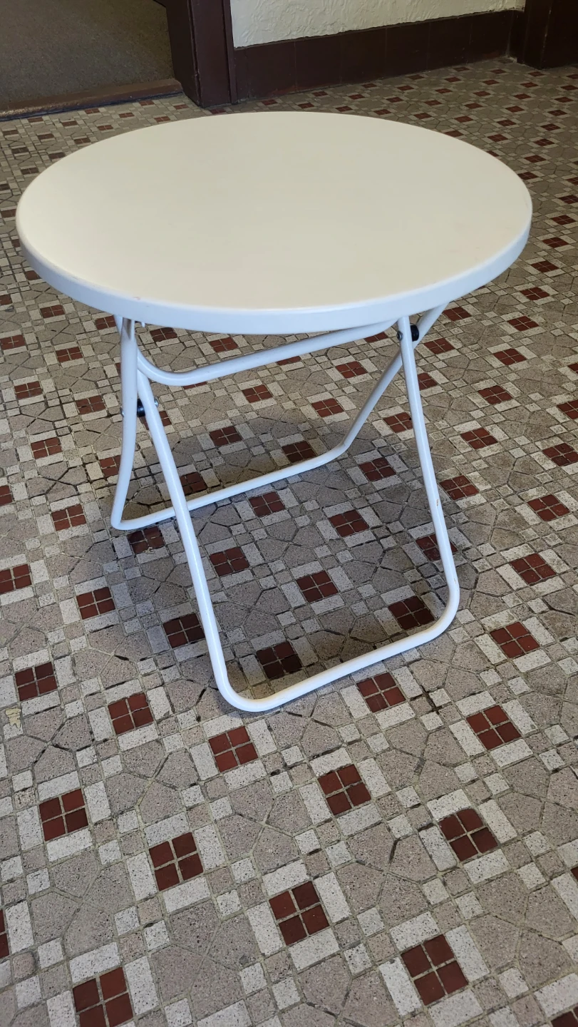 White Folding Patio Side Table