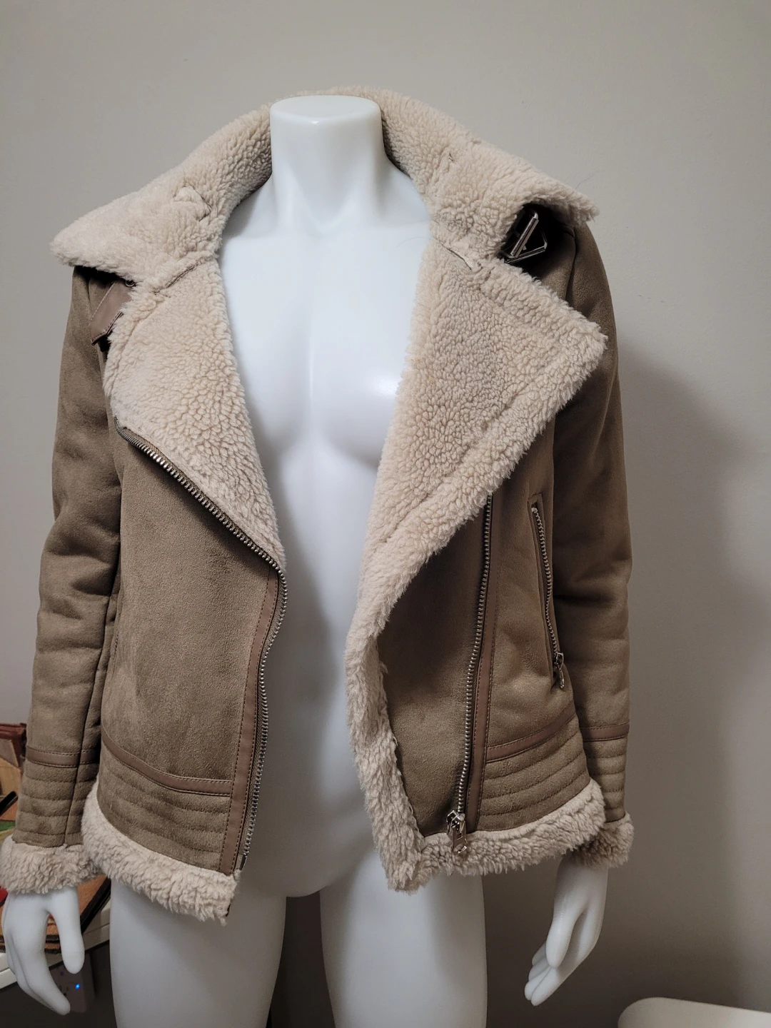 🧡 Suede Shearling Lined Moto Jacket - photo 2