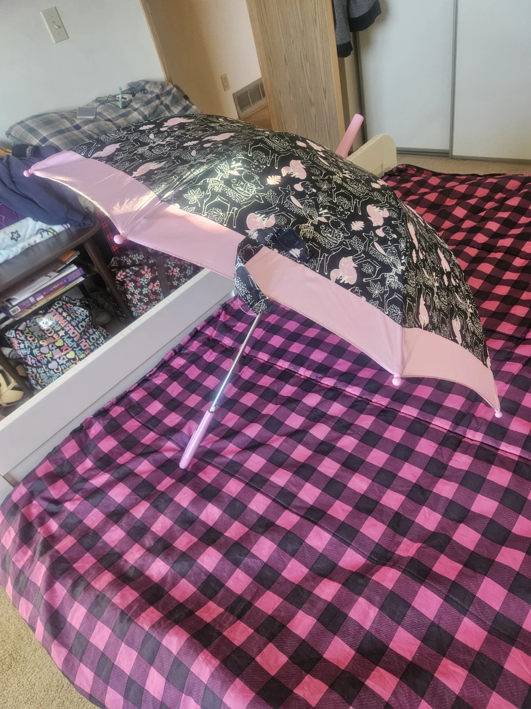 Pink and Black Patterned Umbrella