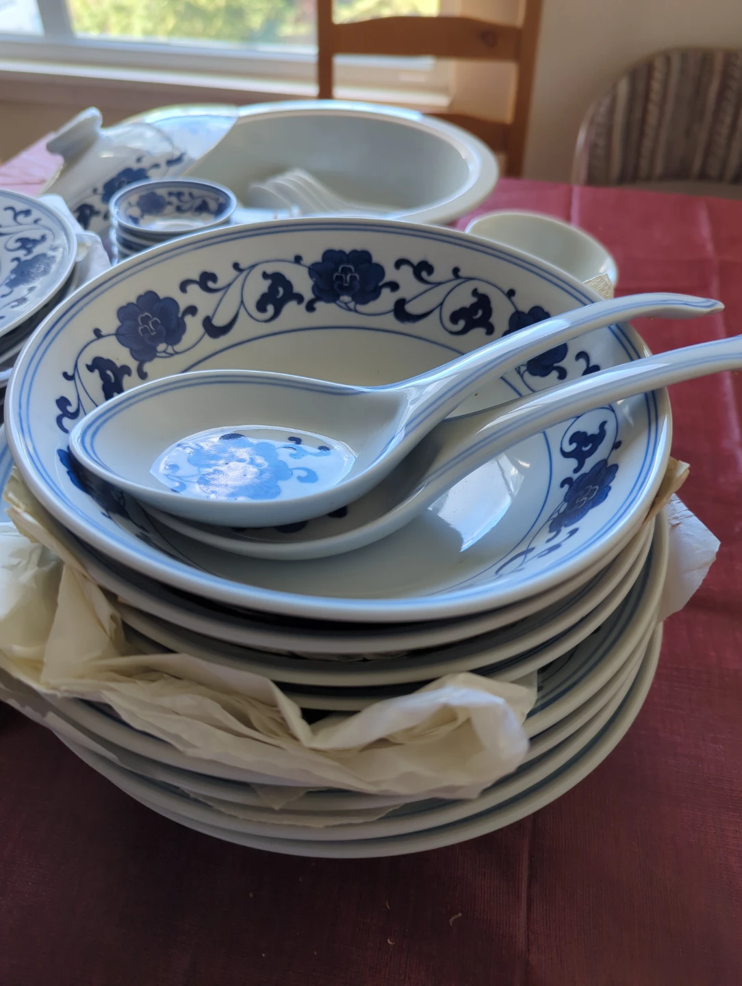 Blue and White Floral Ceramic Dinnerware Set - photo 2