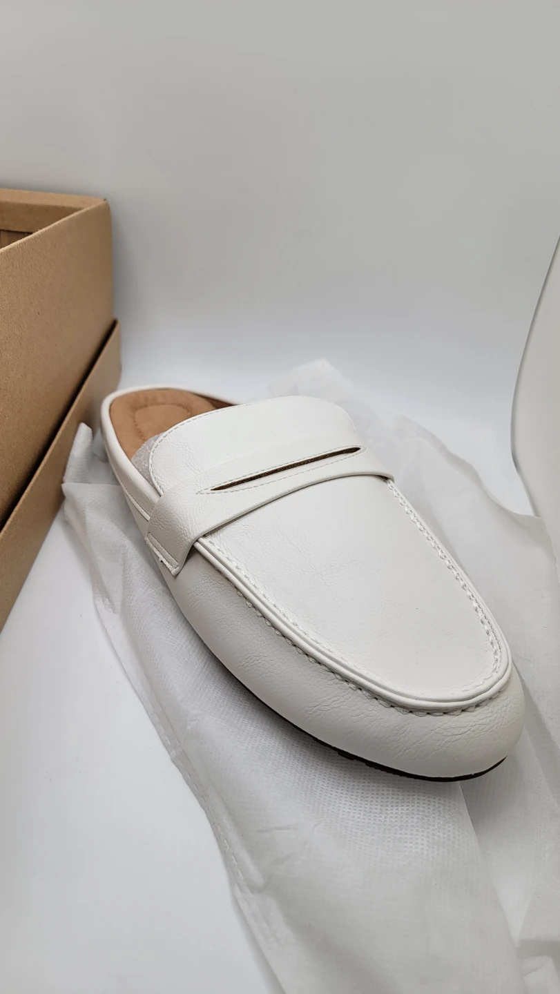 Women’s Memory Foam Mule Loafers Slip-On Comfort Flats Beige - photo 3