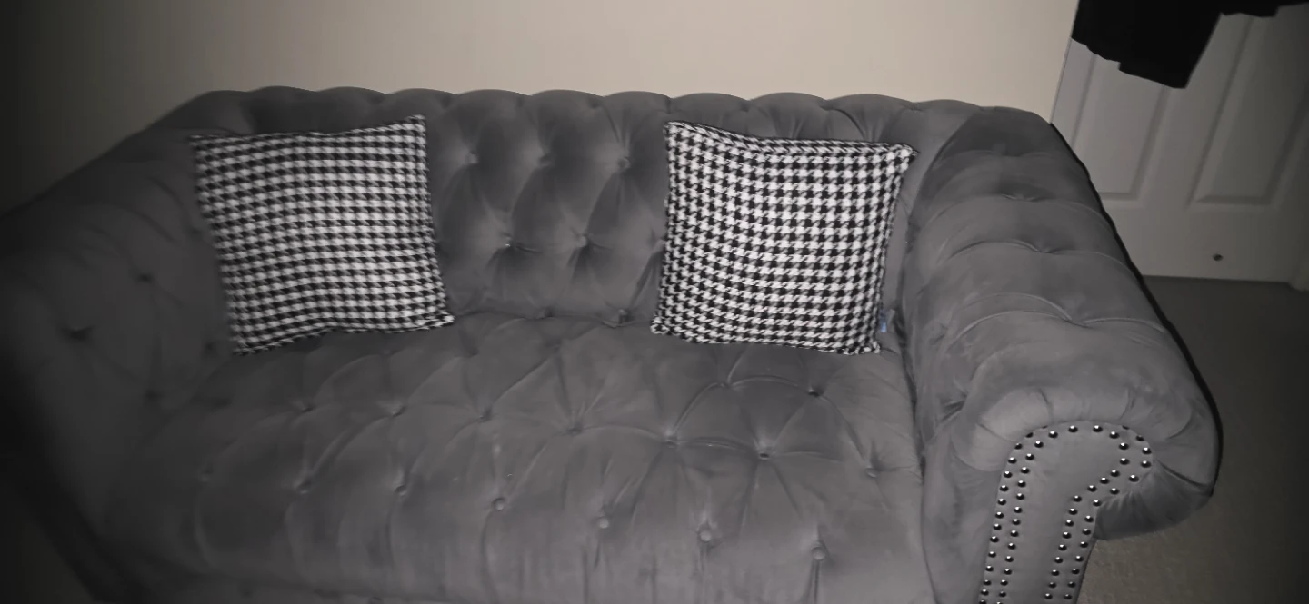 Grey Chesterfield Sofa  and love seat with Tufted Design - photo 4