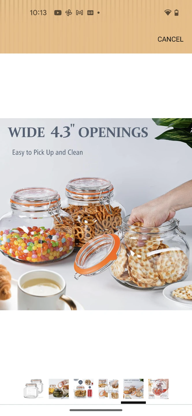 Qianfenie 81oz Glass Jars with Airtight Lids - 2 Pack - photo 5