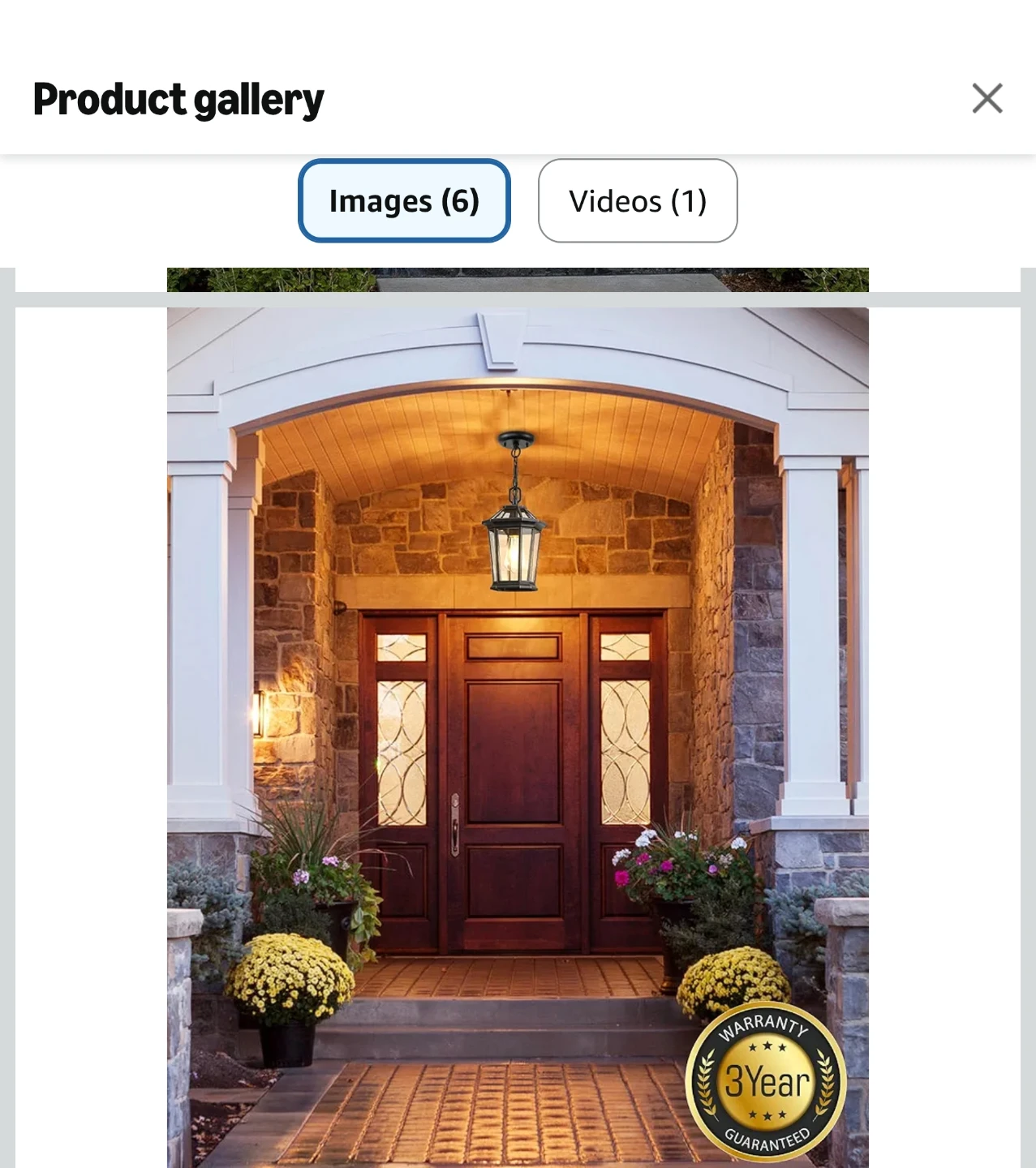 Outdoor Hanging Lantern, Black Finish with Gold Accents - photo 4