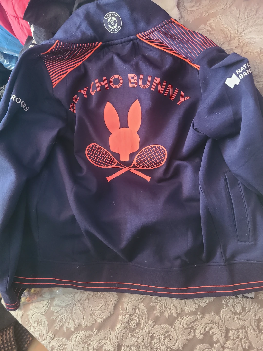 Psycho Bunny Navy & Coral Track Jacket