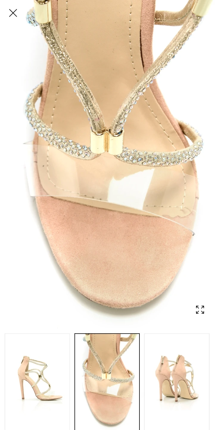 Women's Blush Pink Strappy Heeled Sandals with Rhinestones - photo 2