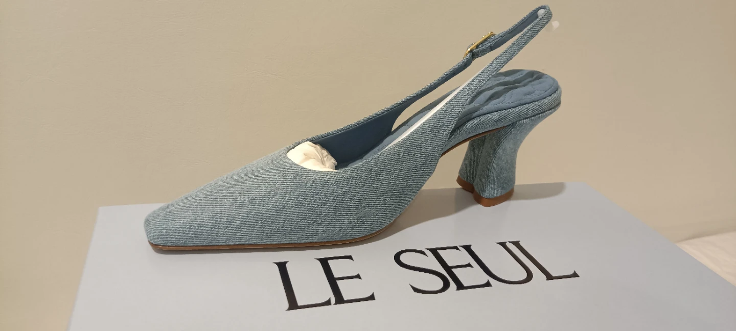LE SEUL Iris Denim Slingback Heels - Size 37