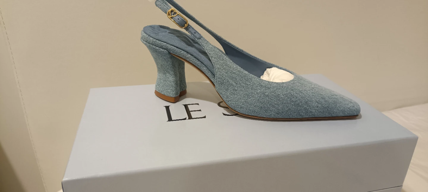 LE SEUL Iris Denim Slingback Heels - Size 37 - photo 2