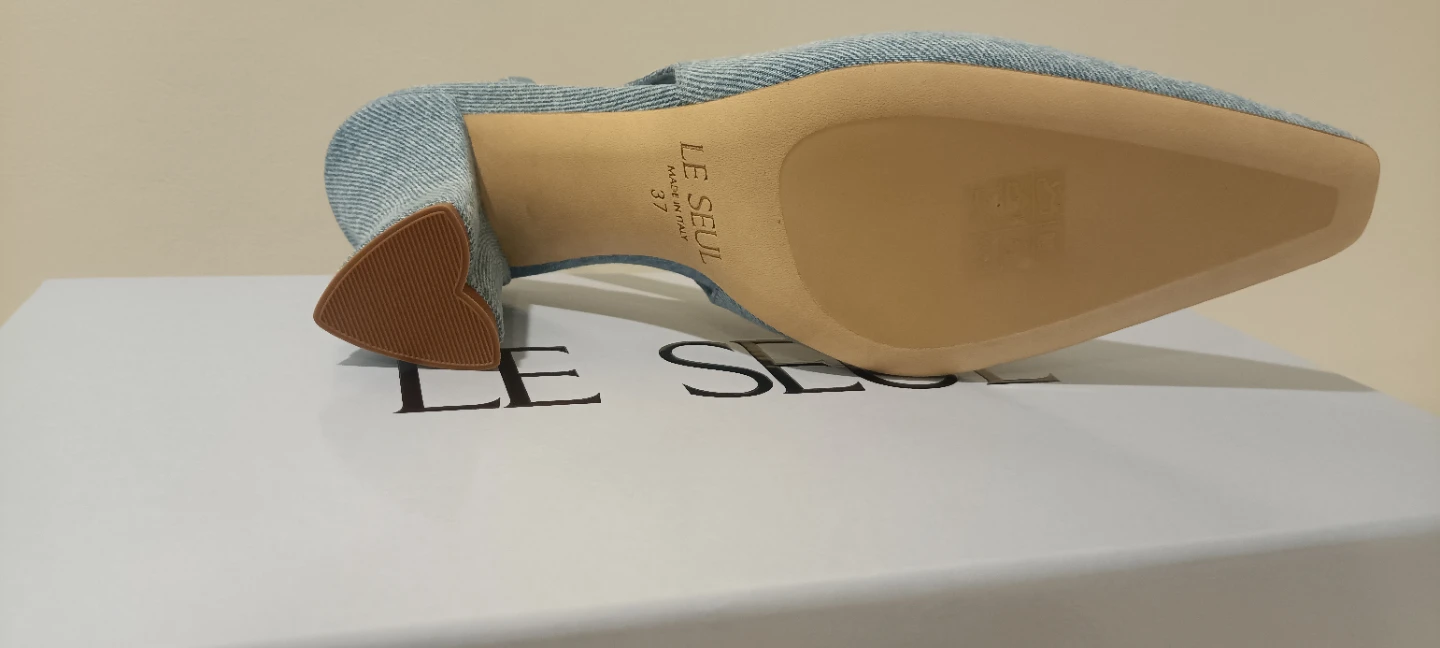 LE SEUL Iris Denim Slingback Heels - Size 37 - photo 3