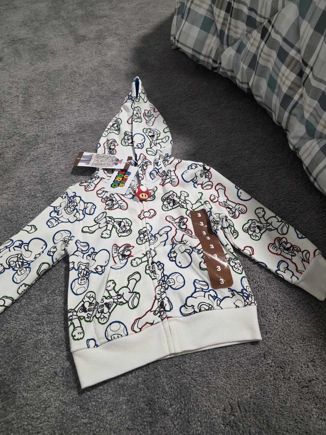 Nintendo Super Mario All-Over Print Zip-Up Hoodie toddler size 3 - photo 2