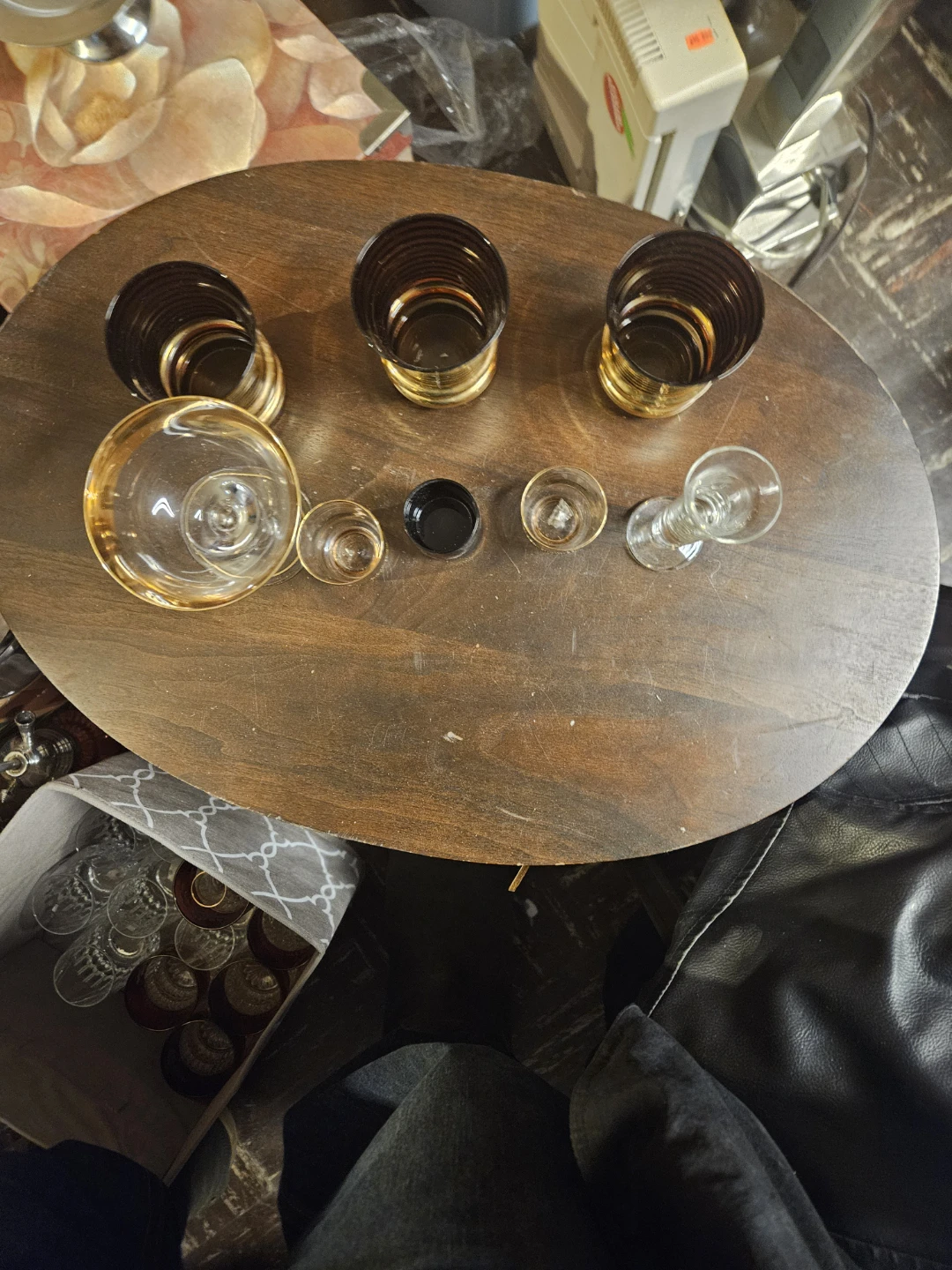 Set of 7 Amber and Gold Striped Glasses - photo 5