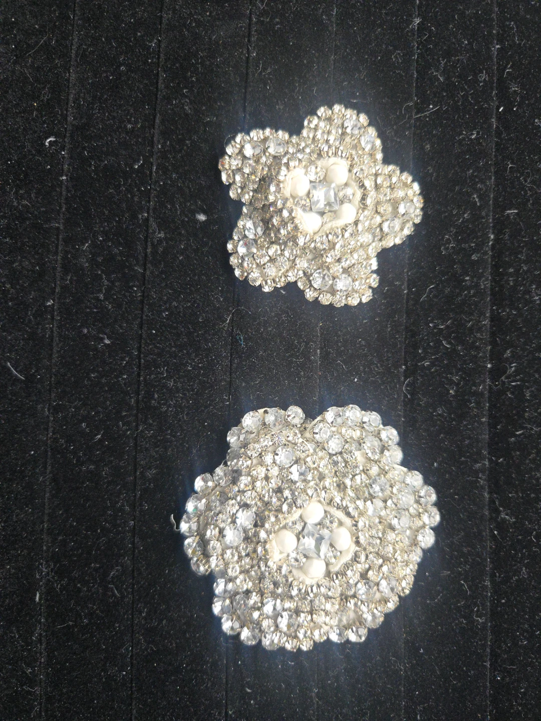 Flower Appliques with Rhinestones and Pearls