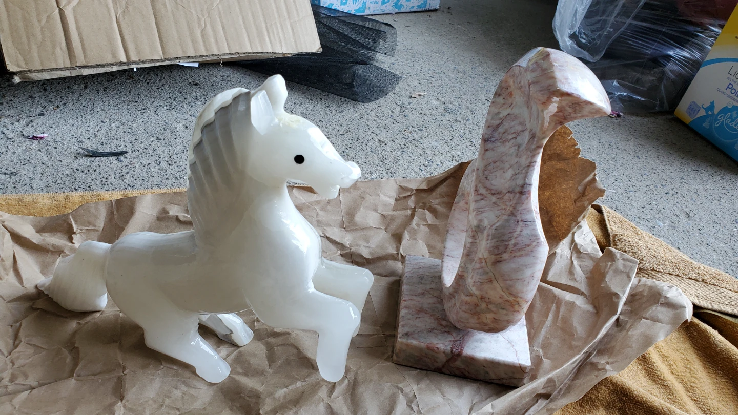 White Horse and Marble Sculpture Set - photo 4