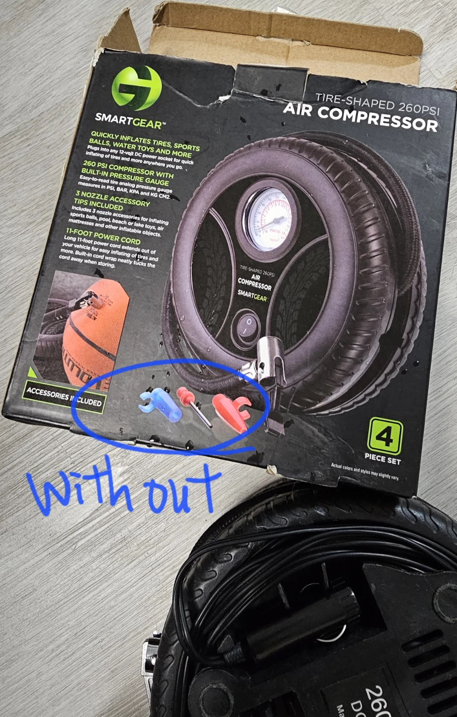 SmartGear Tire-Shaped 260PSI Air Compressor DC-12V - photo 4
